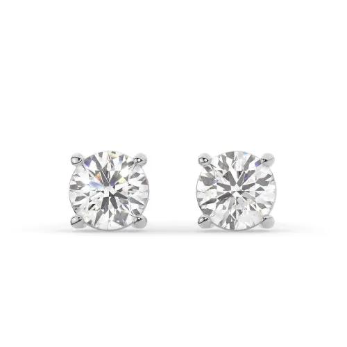 14K Solid Gold Lab Grown Moissanite Round Single Gallery Stud Earrings