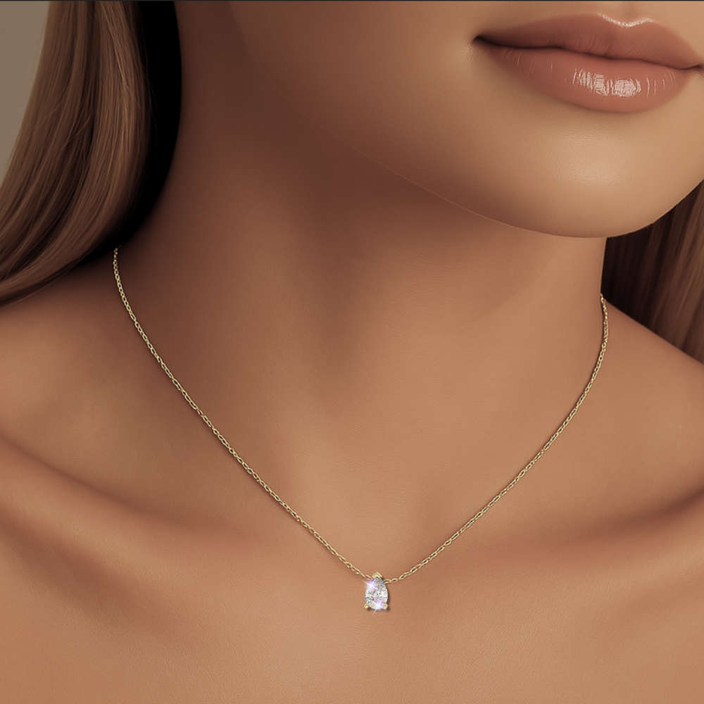 14K White Gold Moissanite Pear Shape Slide Pendant | 9x6mm | 1.5 CTW | Pendant Only