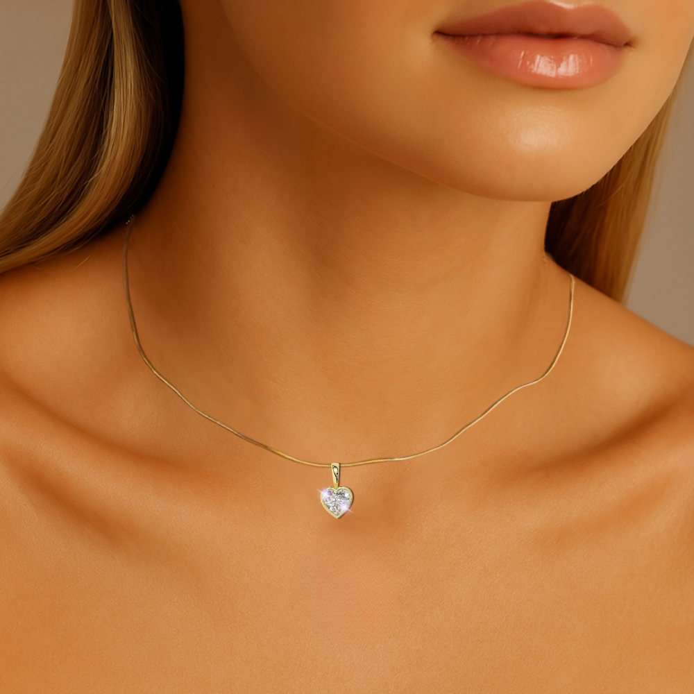 Custom Order - 14K Solid Yellow Gold Heart Shape Bezel Pendant - 0.75 Carat - 6mm x 6mm