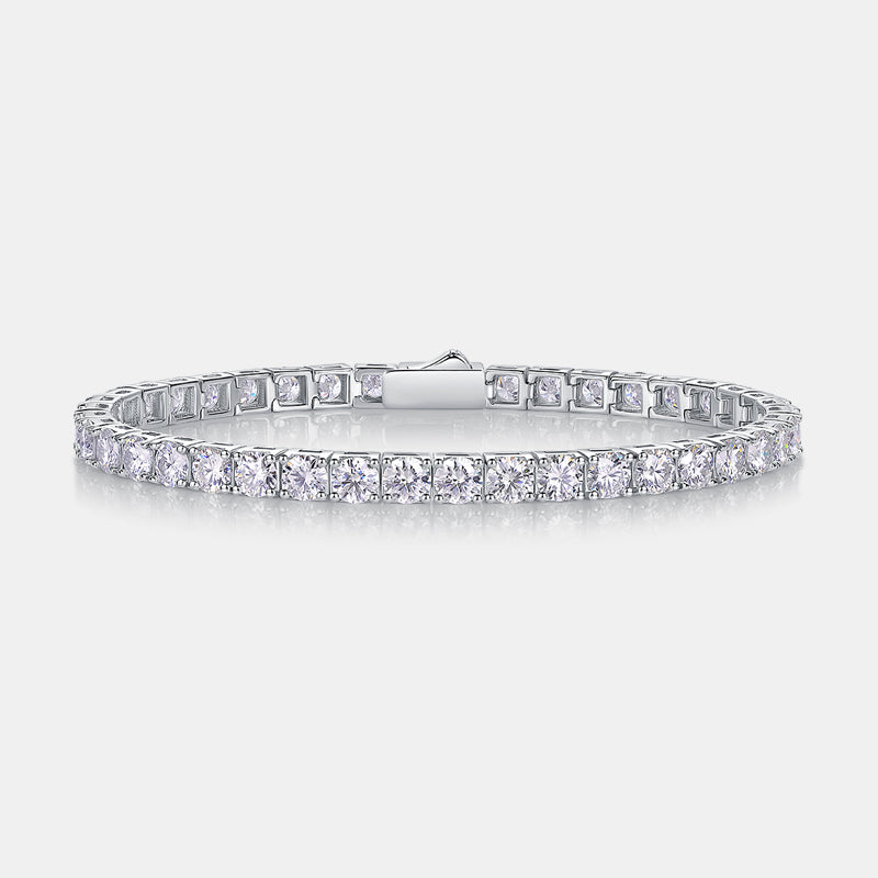 14K Yellow Gold Plated or Rhodium Plated over 925 Sterling Silver Moissanite Tennis Bracelet β Square Link Setting | 2mm Stones | 7"