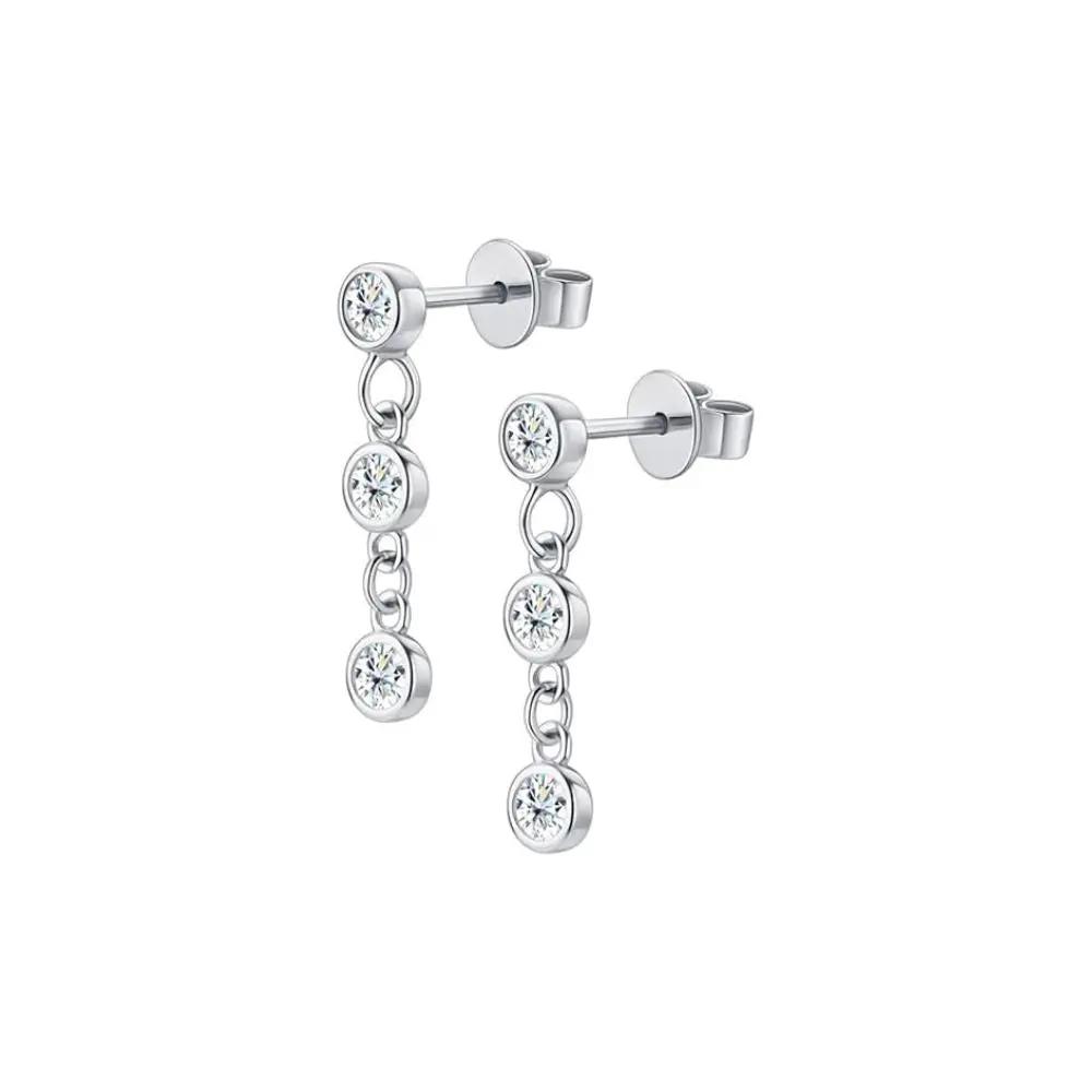 14K Yellow Gold Plated or Rhodium Plated over 925 Sterling Silver Moissanite Round Cut Drop Earring | 3.0 mm | 0.6 CTW | Push Back Post