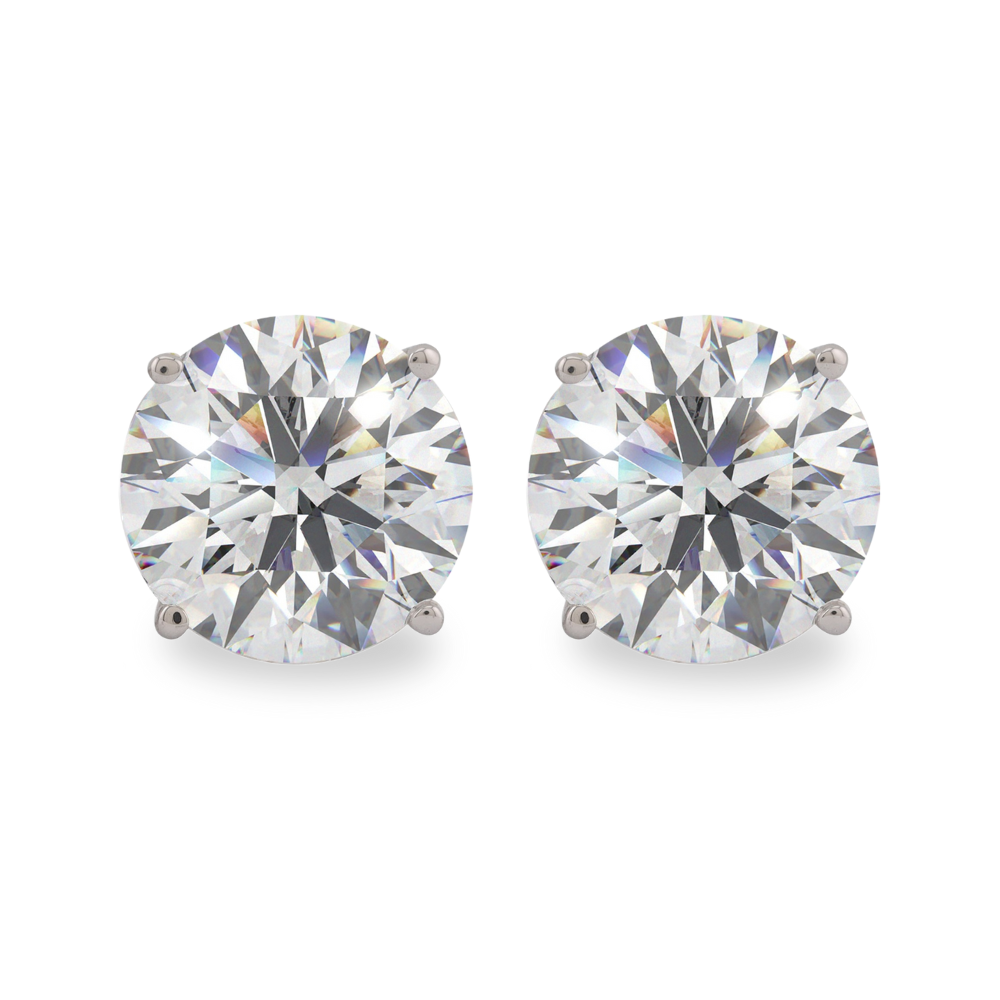 14K Solid Gold Lab Grown Moissanite Round Stud Earrings