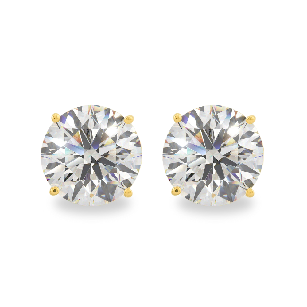 14K Solid Gold Lab Grown Moissanite Round Stud Earrings