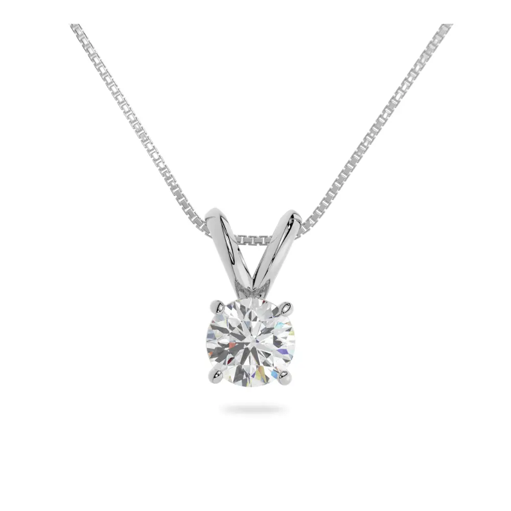 14K Solid Gold Moissanite Round Cut Pendant | Rabbit Ear Bail | 0.75 or 2.0 CTW | Pendant Only