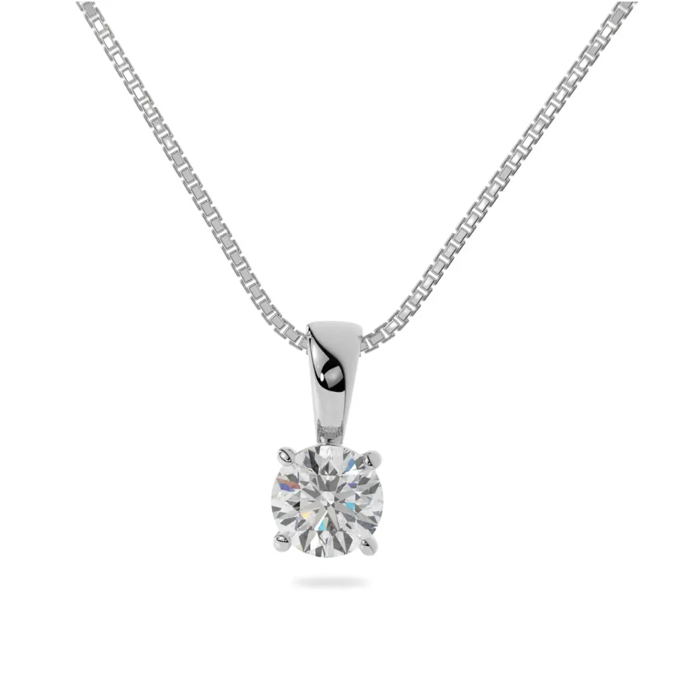 14K Solid Gold Moissanite Round Cut Pendant | Solid Bail | 0.75 to 2.0 CTW | Pendant Only