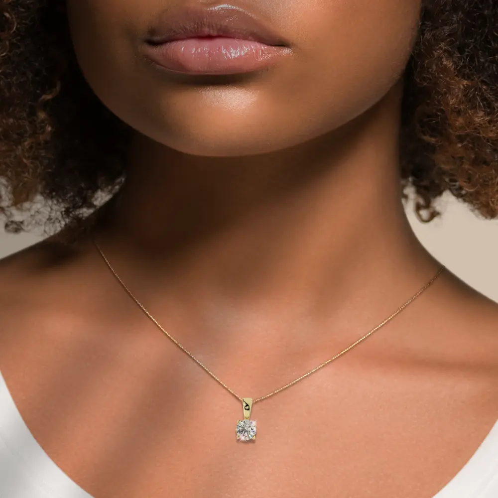 14K Solid Gold Moissanite Round Cut Pendant | Solid Bail | 0.75 to 2.0 CTW | Pendant Only