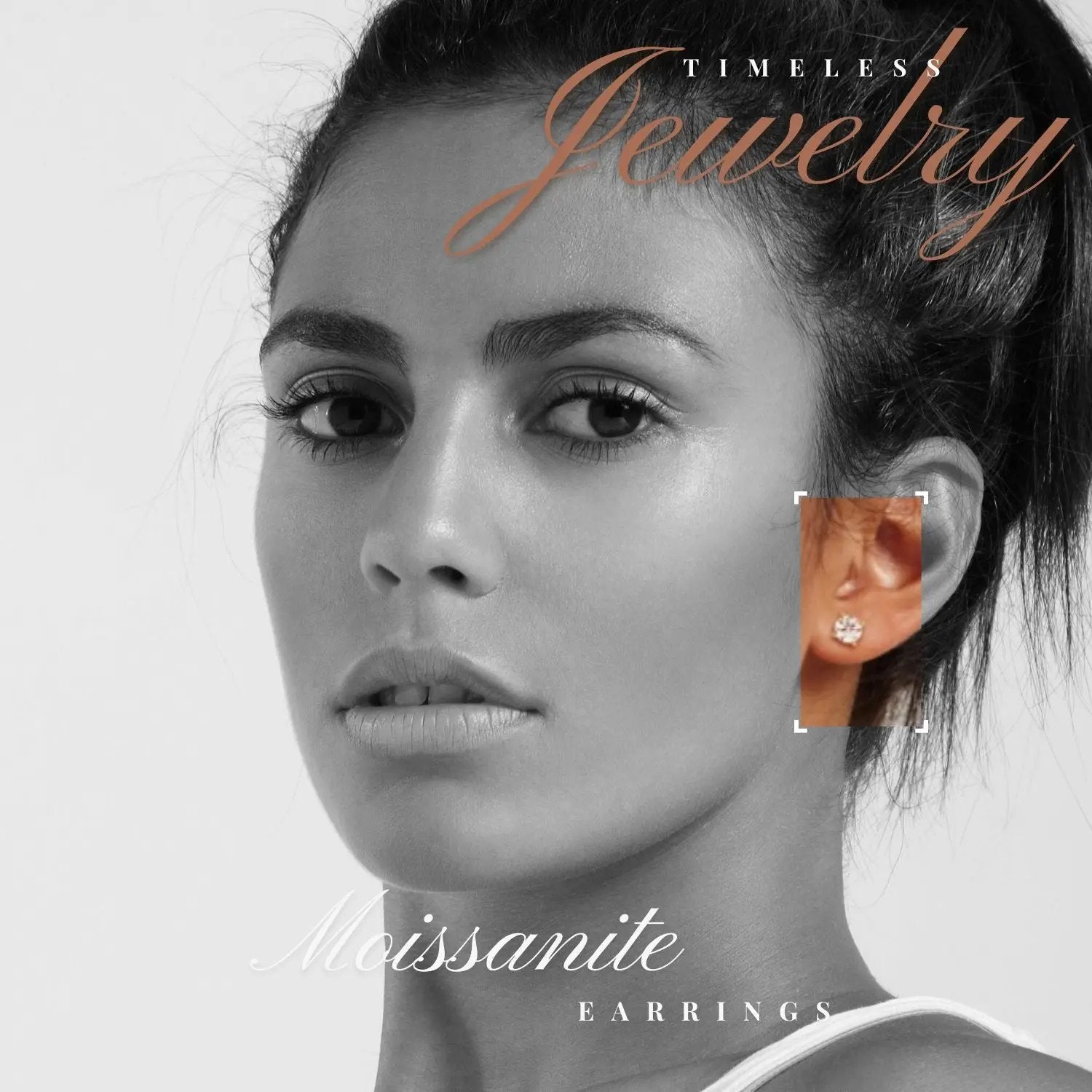 14K Solid Gold Lab Grown Moissanite Round Stud Earrings