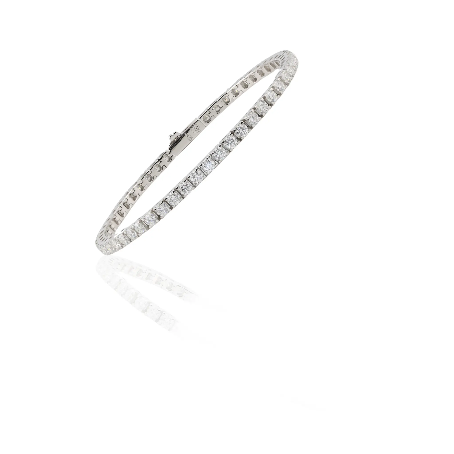 24K Yellow Gold Plated or Rhodium Plated over 925 Sterling Silver Moissanite Classic Tennis Bracelet | Round Cut | Square Setting | 7.0 Inches Adora Fine Jewelry