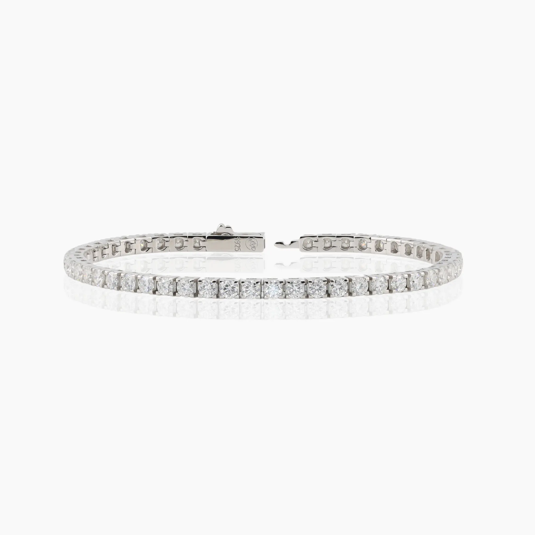 24K Yellow Gold Plated or Rhodium Plated over 925 Sterling Silver Moissanite Classic Tennis Bracelet | Round Cut | Square Setting | 7.0 Inches Adora Fine Jewelry
