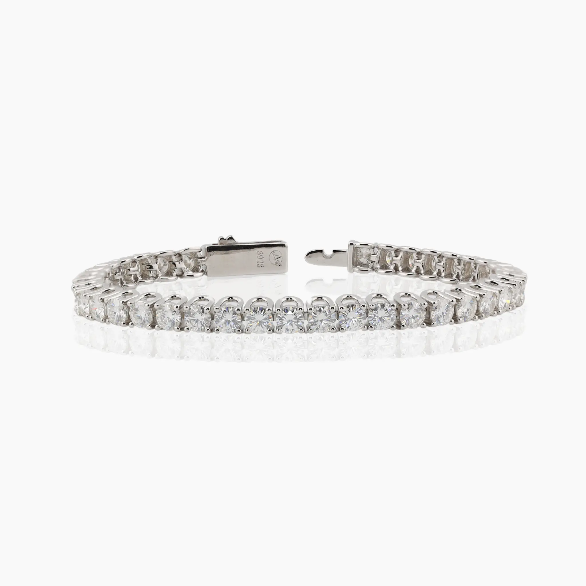 24K Yellow Gold Plated or Rhodium Plated over 925 Sterling Silver Moissanite Classic Tennis Bracelet | Round Cut | U-Shape Setting | 7.0 Inches Adora Fine Jewelry