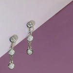 3mm 0.6 CTW 14K Yellow Gold Plated Moissanite Round Cut Drop Earring | Push Back Post Adora Fine Jewelry