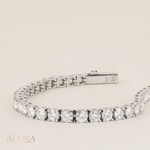 24K Yellow Gold Plated or Rhodium Plated over 925 Sterling Silver Moissanite Classic Tennis Bracelet | Round Cut | Square Setting | 7.0 Inches Adora Fine Jewelry