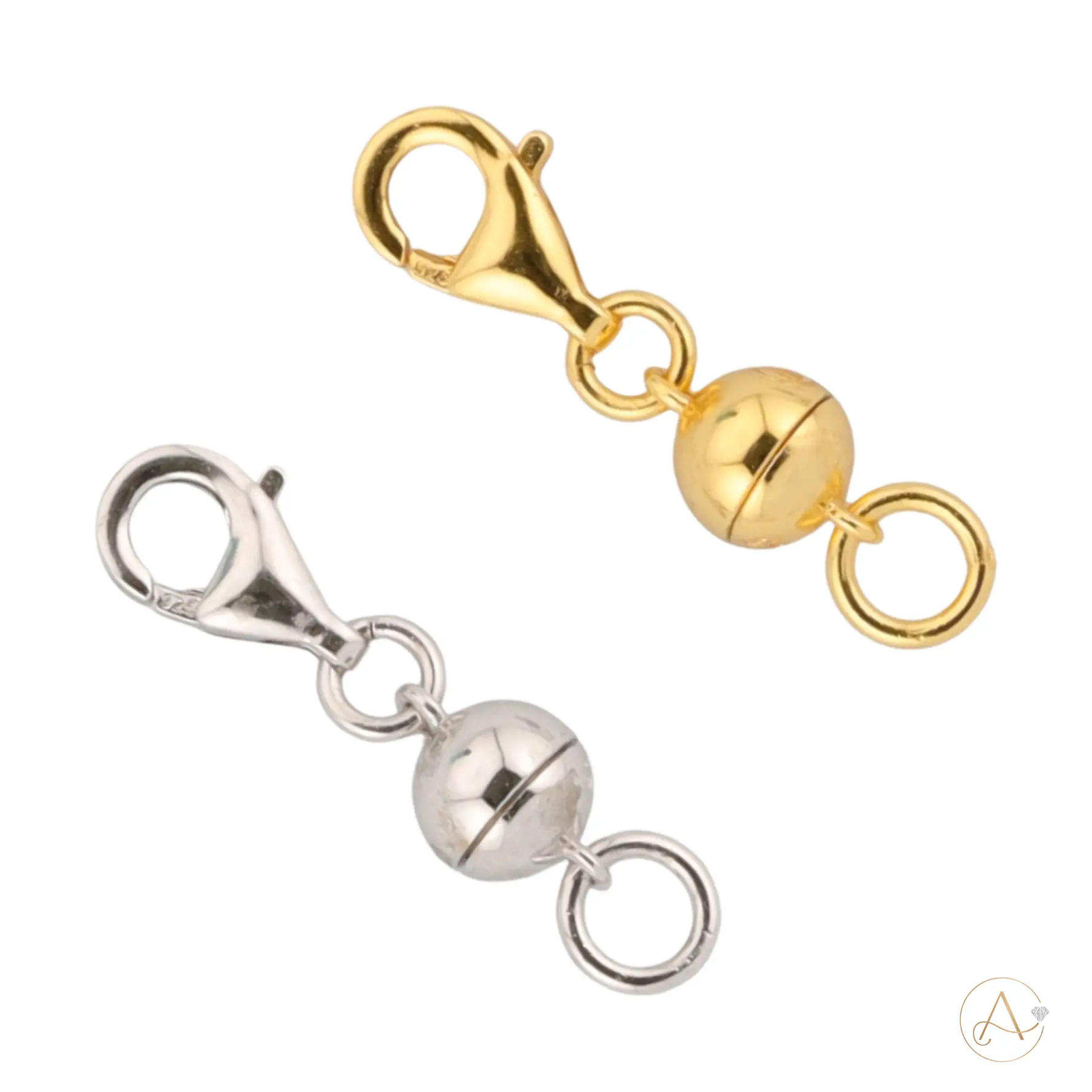 New Launched! Yellow Gold Plated or Sterling Silver Magnetic Clasp with Lobster Clasp | 0.62 inch | 1 CLASP ONLY Adora Fine Jewelry