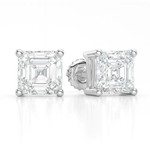 14K Solid White Gold Asscher Cut VVS Moissanite Earring - Adora Fine Jewelry