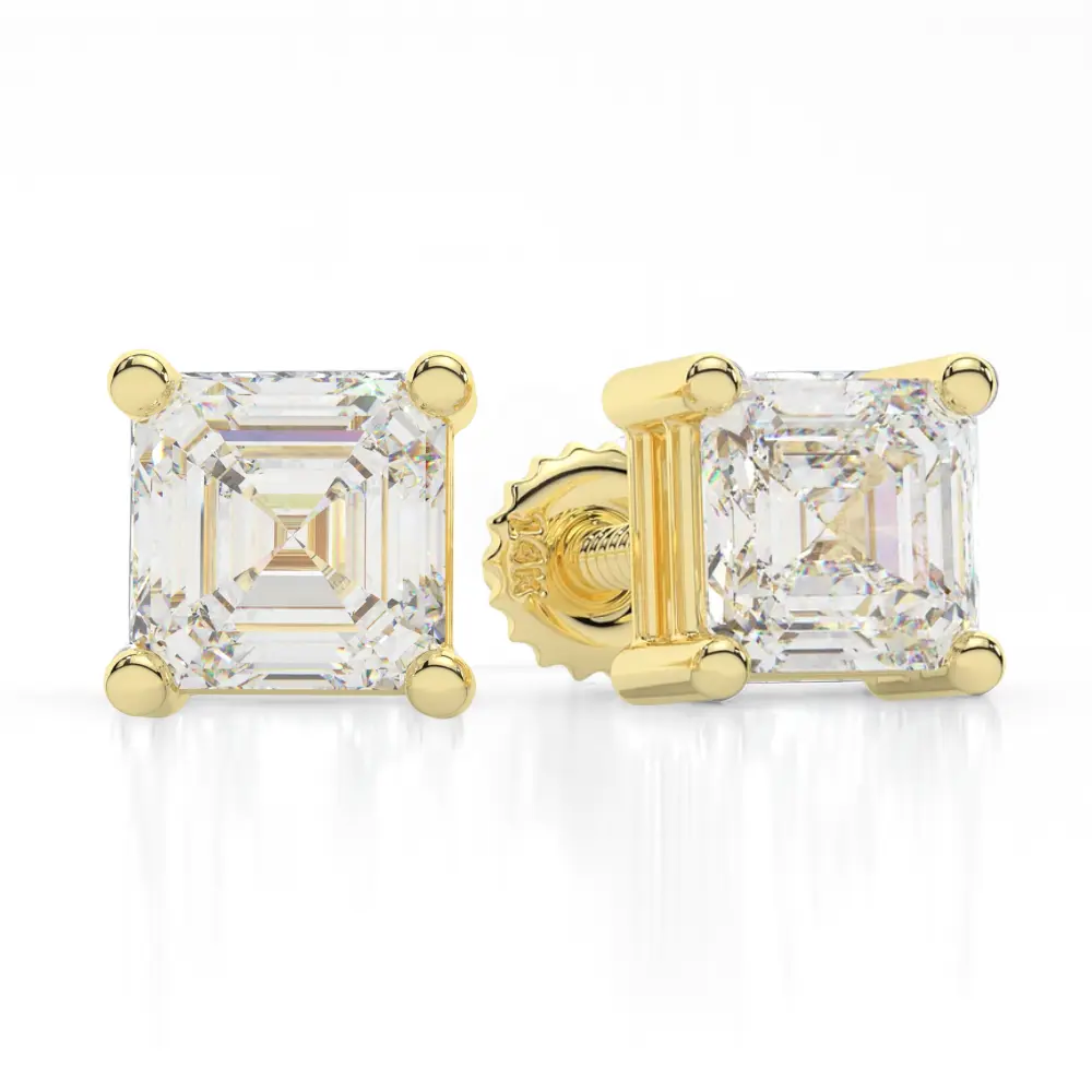 14K Solid Yellow Gold Asscher Cut VVS Moissanite Earring - Adora Fine Jewelry