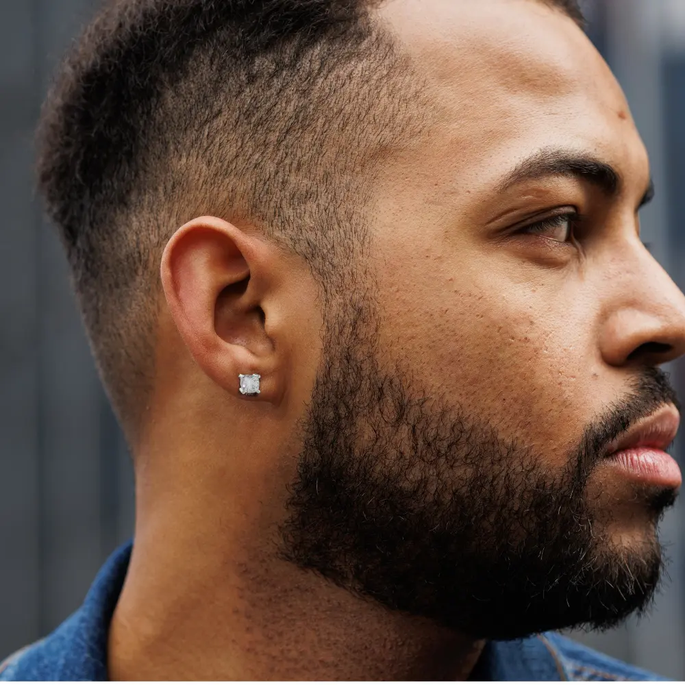 14K Gold Cushion Moissanite Earring