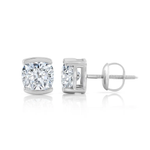 14K Solid Gold Moissanite Cushion Cut Half Bezel Stud Earrings | 5.5 x 5.5mm | 1.6 CTW | Screw Back Posts Adora Fine Jewelry