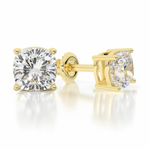 14K Solid Gold Lab Grown Moissanite Cushion Stud Earrings Adora Fine Jewelry