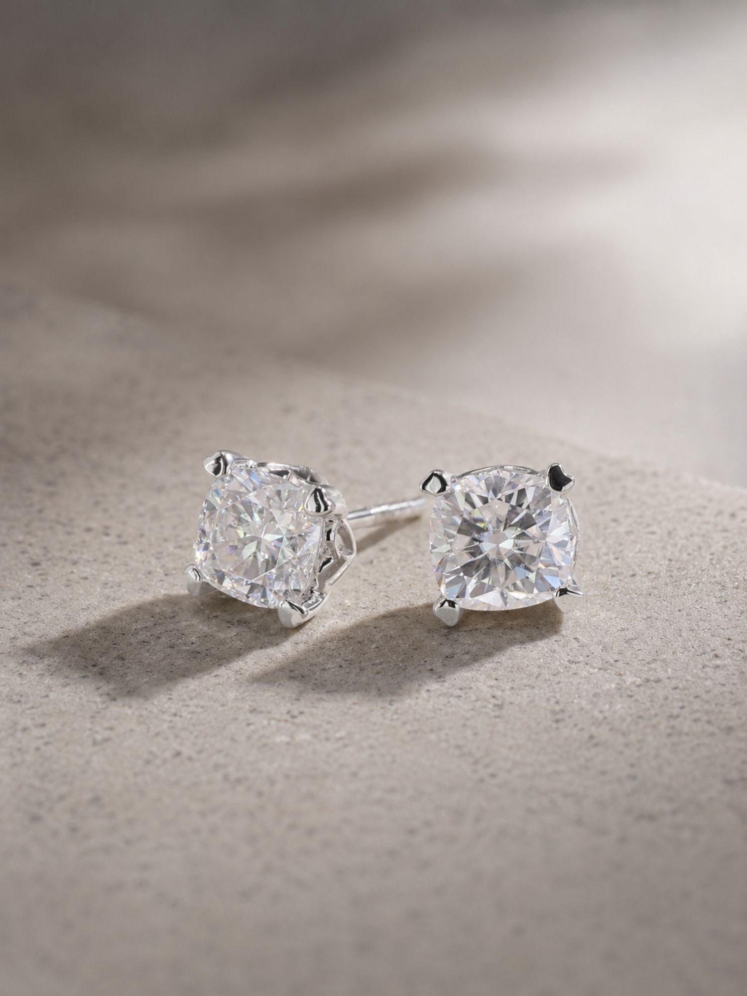 14K Solid Gold Cushion Moissanite - Open Heart Gallery Earrings