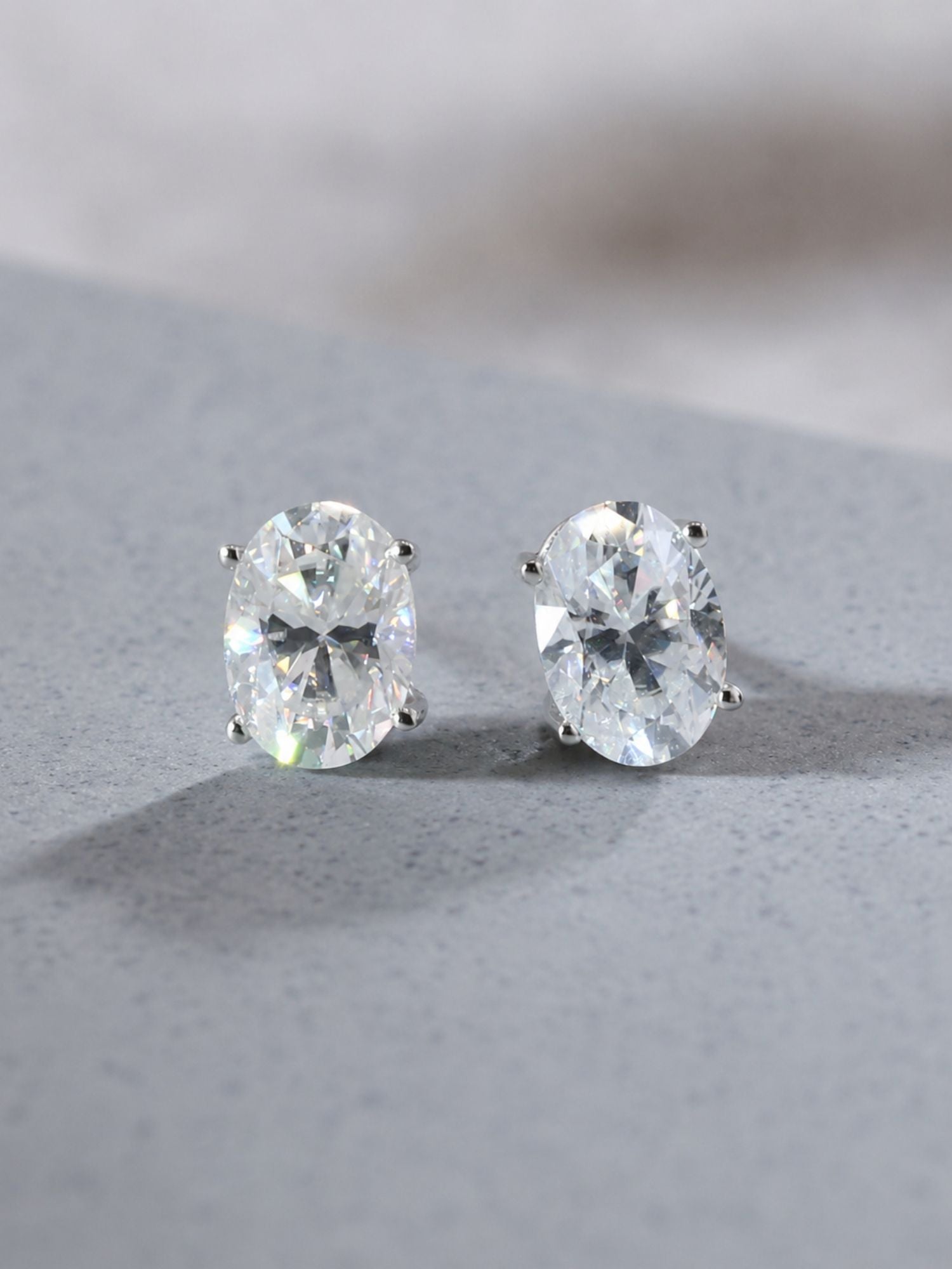 14K Solid Gold Oval Moissanite Earrings