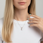 14k white gold round rabbit ear bail moissanite necklace