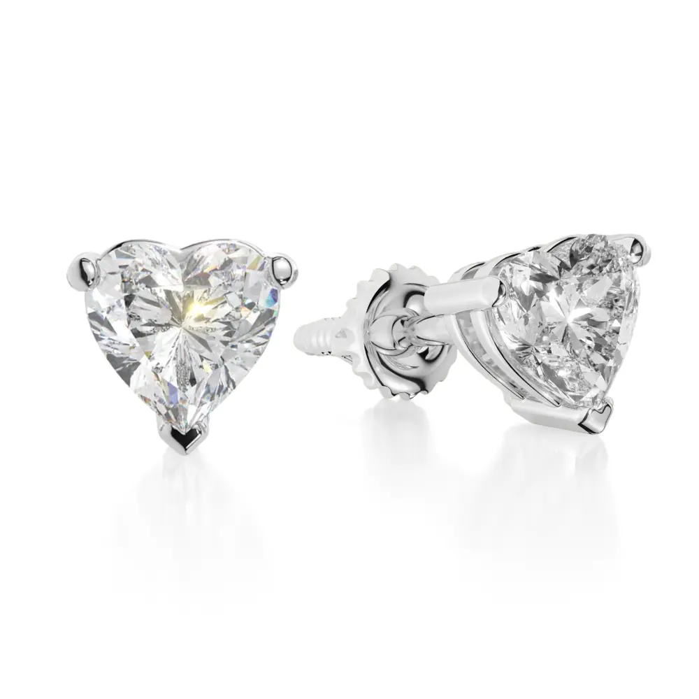 14K Solid Gold Lab Grown Moissanite Heart Stud Earrings Adora Fine Jewelry