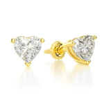 14K Solid Gold Lab Grown Moissanite Heart Stud Earrings Adora Fine Jewelry