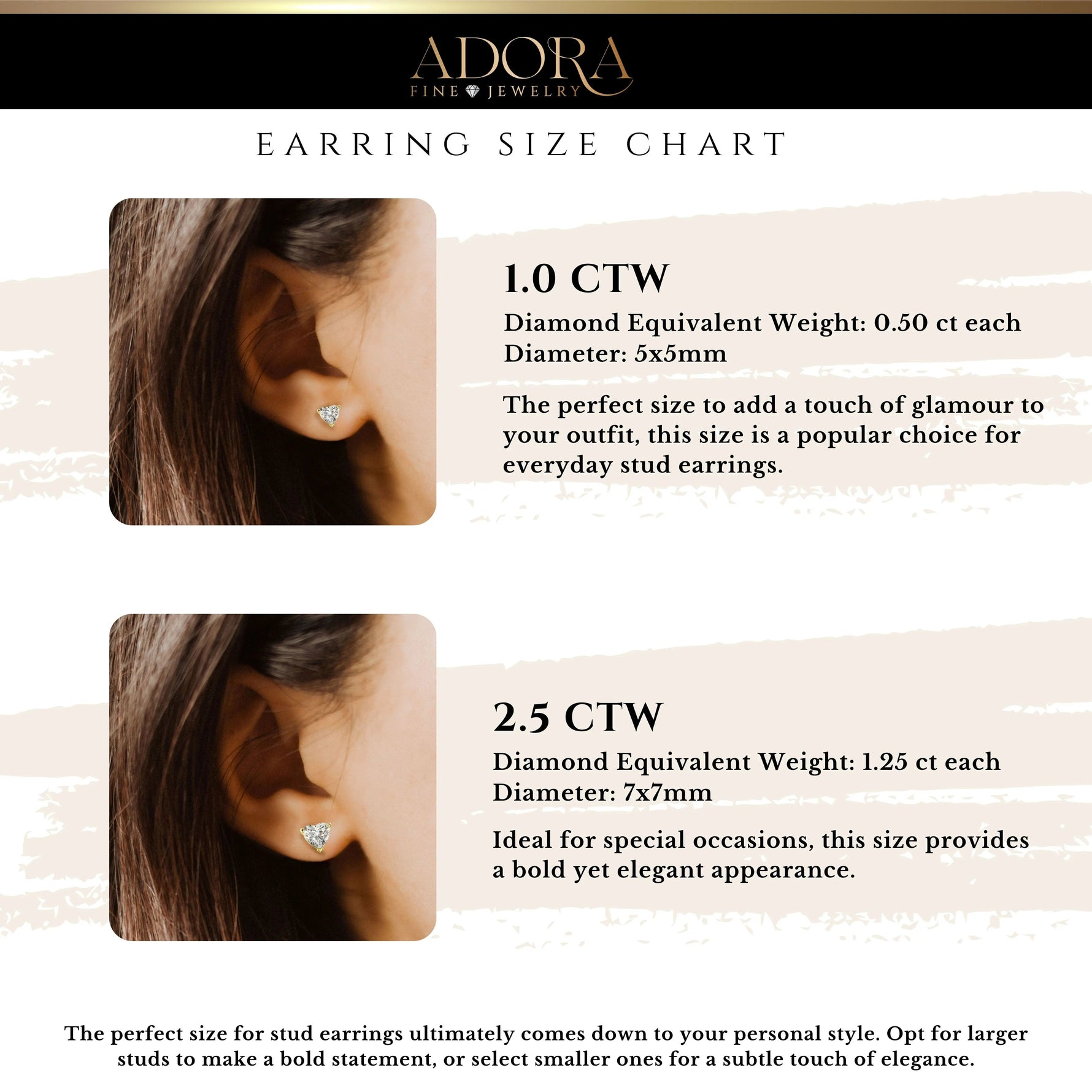 14K Solid Gold Lab Grown Moissanite Heart Stud Earrings Adora Fine Jewelry