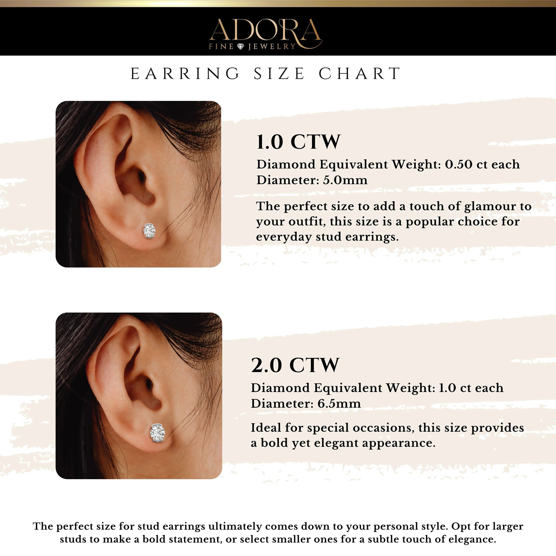 14K Solid Gold Lab Grown Moissanite Round Half Bezel Stud Earrings Adora Fine Jewelry