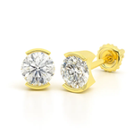 14K Solid Gold Lab Grown Moissanite Round Half Bezel Stud Earrings Adora Fine Jewelry