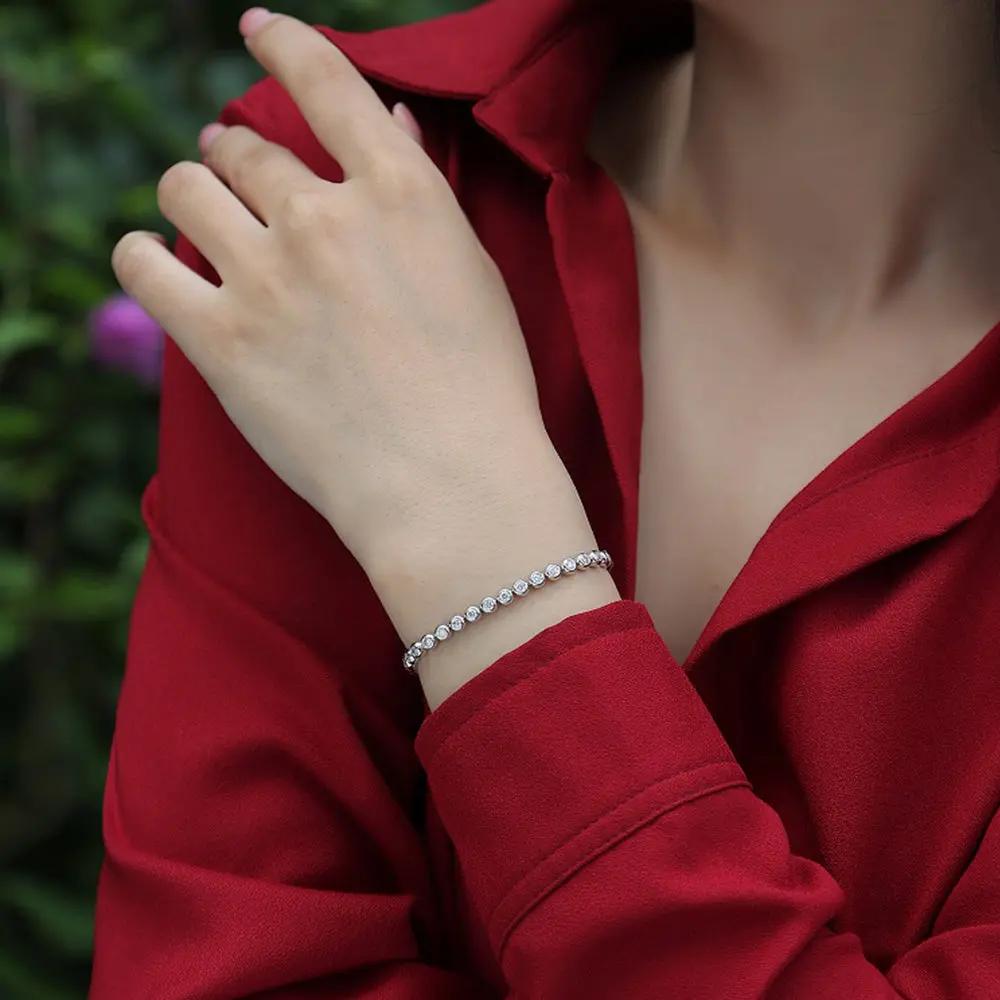 2mm 1.59 CTW Moissanite Tennis Bracelet - 14K Yellow Gold Plated over 925 Sterling Silver Adora Fine Jewelry