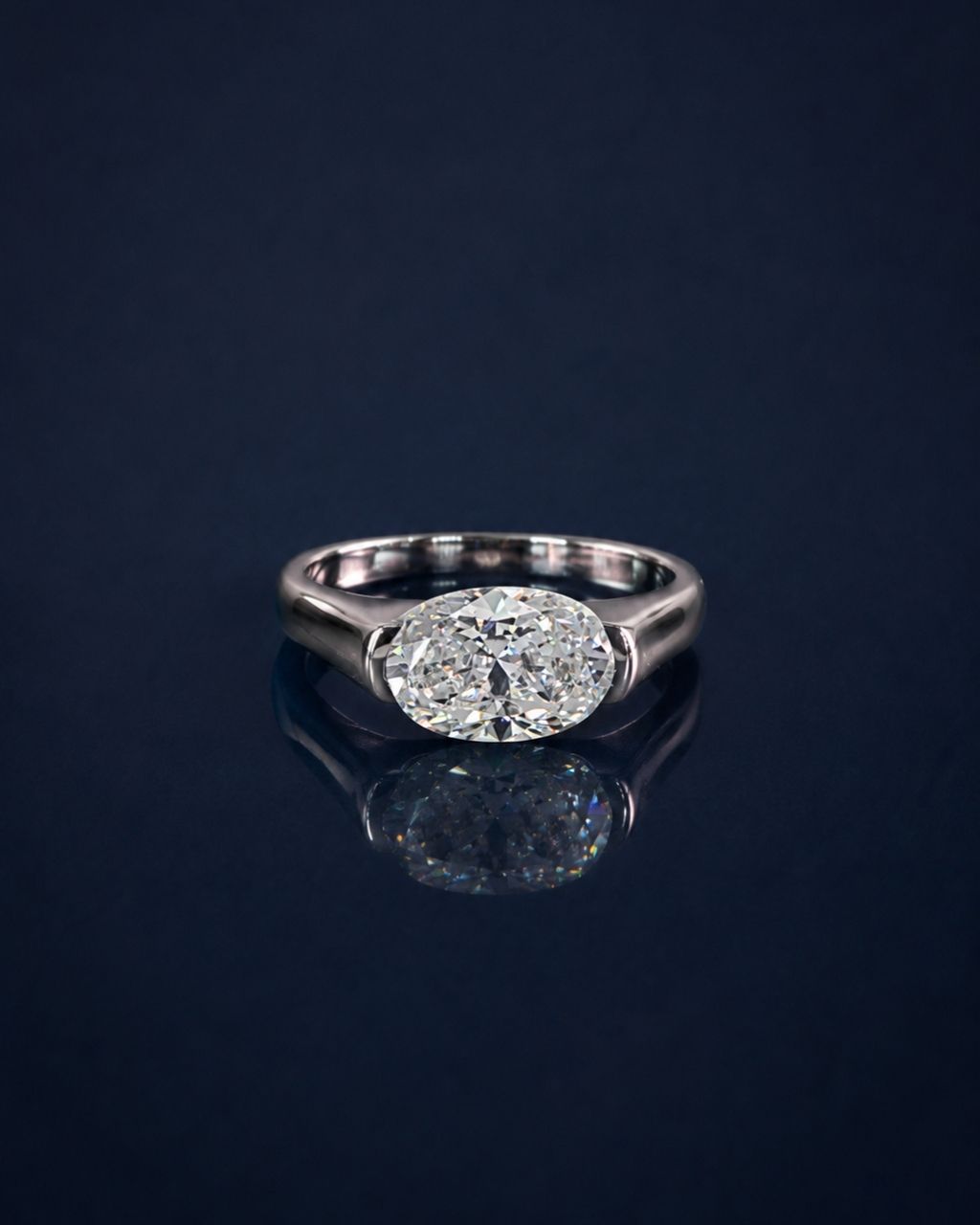 2-Prong Solitaire Oval Moissanite Engagement Ring - 14K Solid Gold