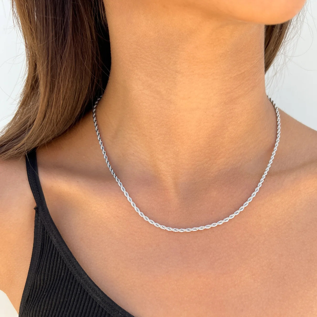 Rope Chain Necklace |  925 Sterling Silver or 18K Yellow Gold Plated - Adora Fine Jewelry