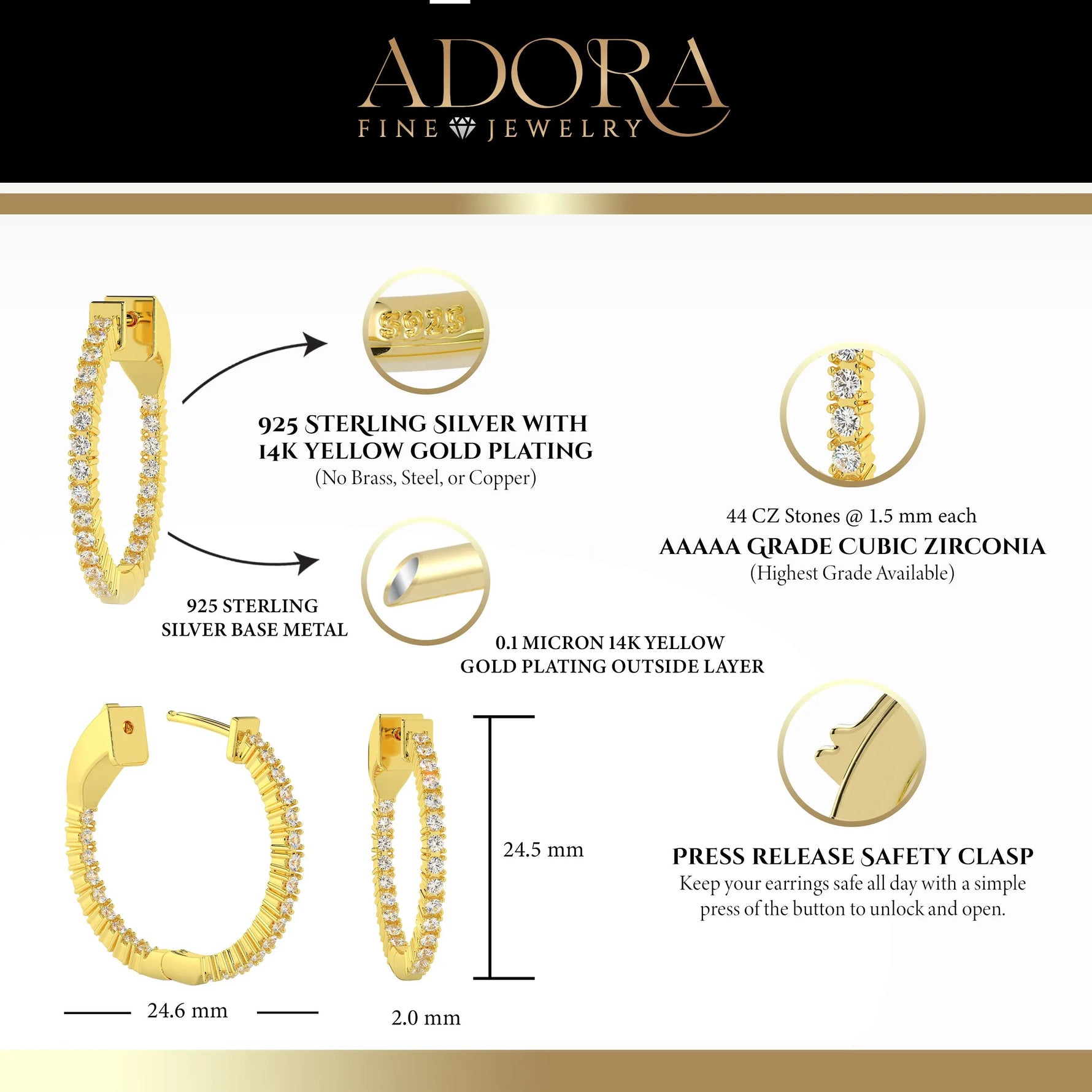 Inside-Outside Round 24mm Small Hoop Earrings | 1.75mm Adora Fine Jewelry