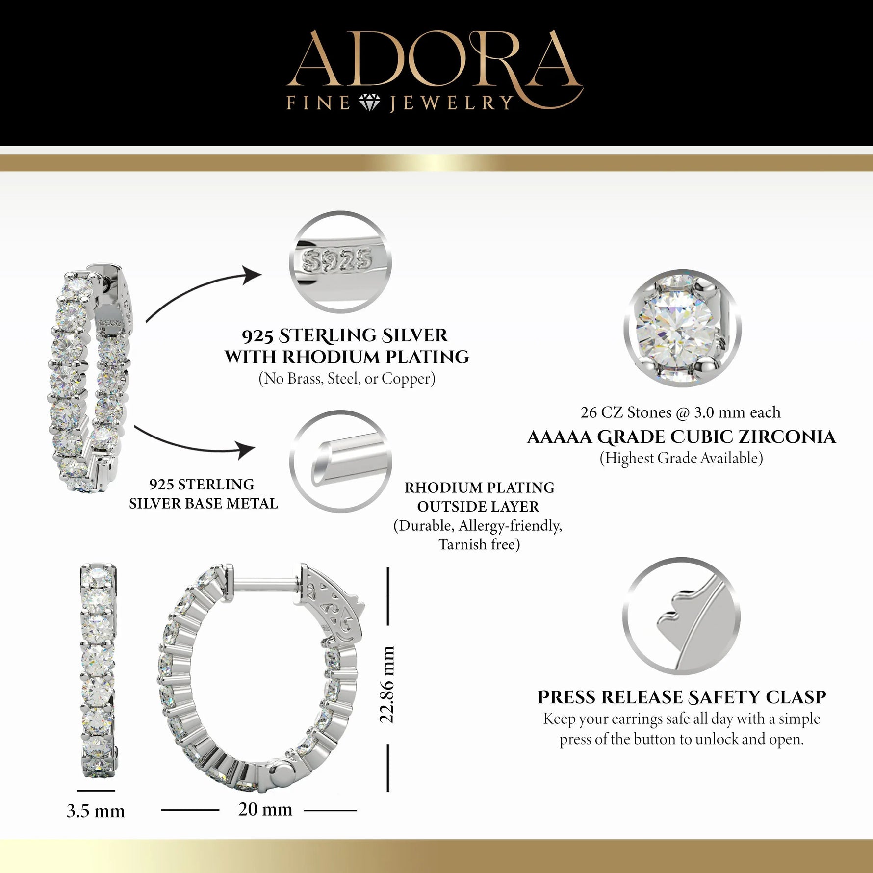 Inside-Outside Oval 24x20mm Small Hoop Earrings | 3.0mm Adora Fine Jewelry