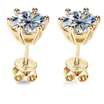 6 CTW Round Moissanite Stud Earrings 14K Yellow Gold Plated over Sterling Silver | 6-Prong Solitaire | Adora Fine Jewelry Adora Fine Jewelry