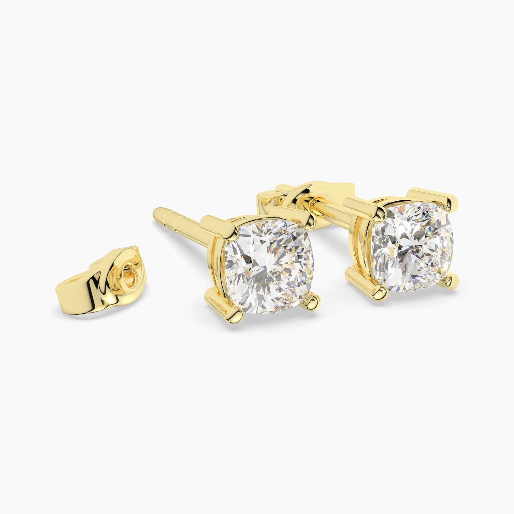 14K Solid Gold Lab Grown Moissanite Cushion Stud Earrings Adora Fine Jewelry