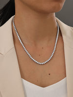3M_Round Bezel_Moissanite Tennis Necklace with model 1