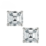 1.5 CTW Moissanite Stud Earrings | Asscher D VVS1 | Sterling Silver | Push Back Minimalist Earrings Adora Fine Jewelry