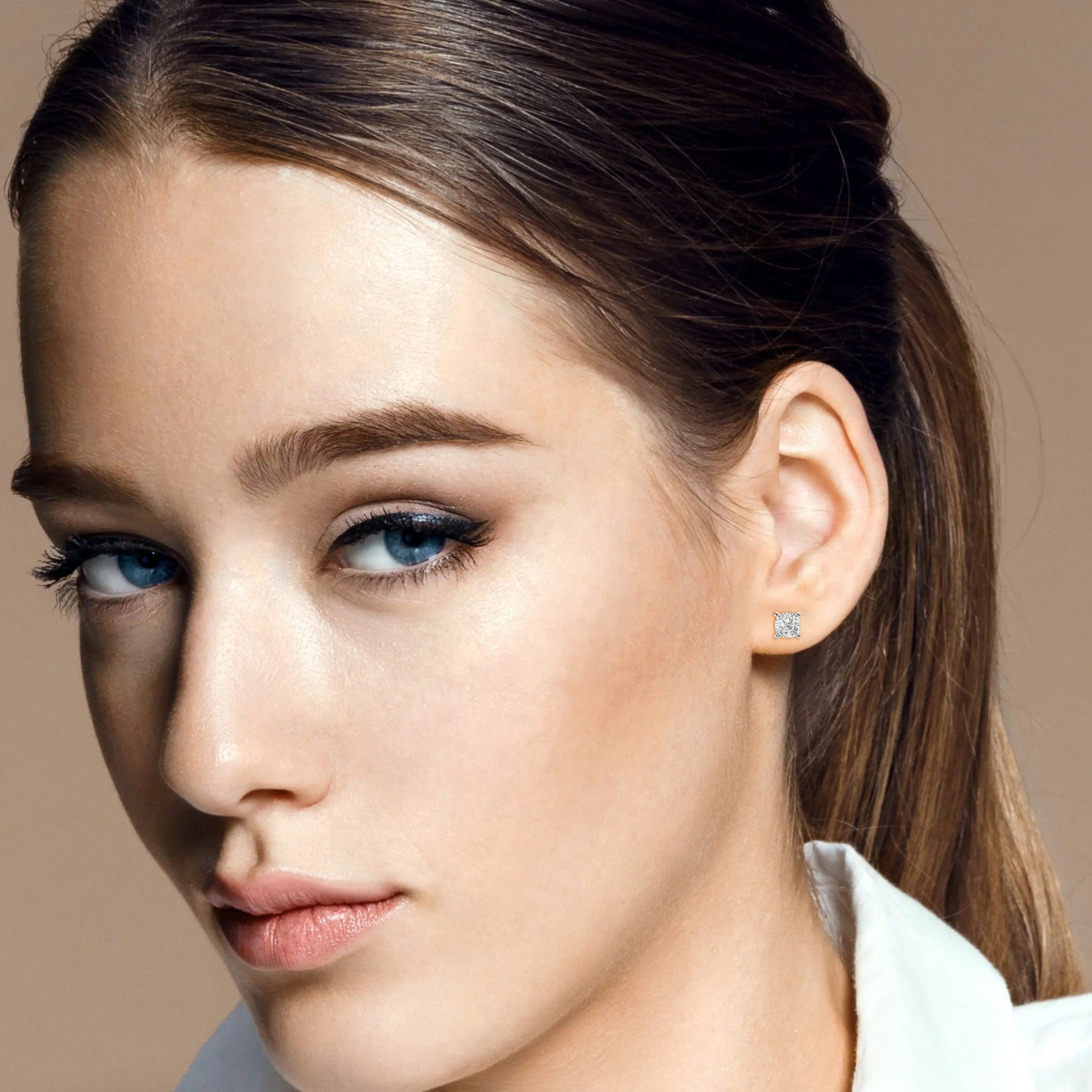 14K Solid Gold Lab Grown Moissanite Cushion Stud Earrings Adora Fine Jewelry