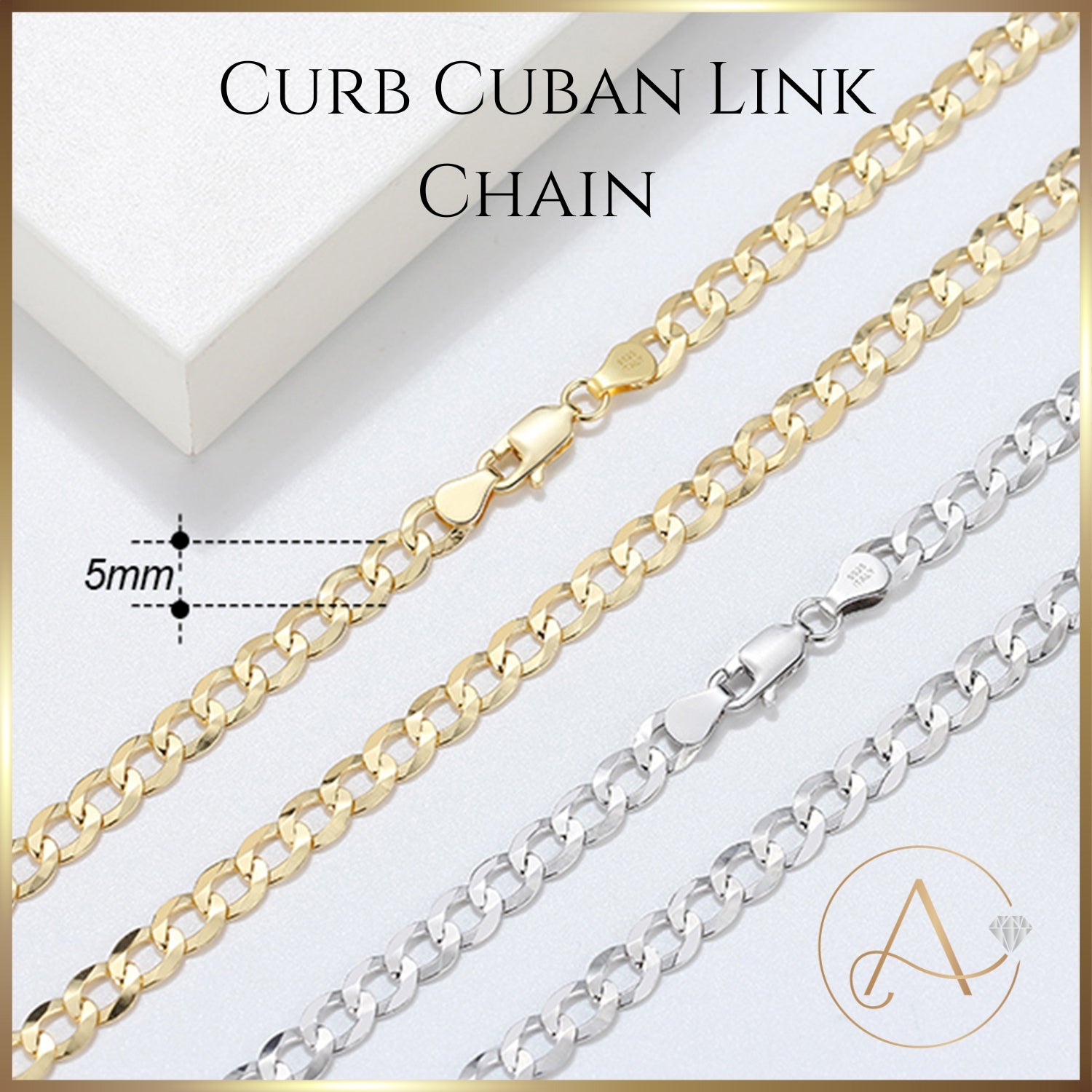 Cuban Curb Link Chain Necklace | 925 Sterling Silver or 18K Yellow Gold Plated - Adora Fine Jewelry