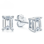 2 CTW Moissanite Stud Earrings | Emerald Cut | D VVS1 | 14K Gold Plated Over Sterling Silver | Adora Fine Jewelry Adora Fine Jewelry