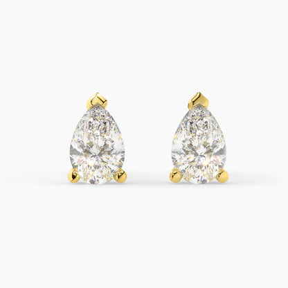 14K Yellow Gold  Lab Grown Moissanite Pear Stud Earrings