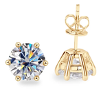 Yellow gold Moissanite 6 prong stud earring