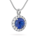 Blue Moissanite Halo Pendant Necklace