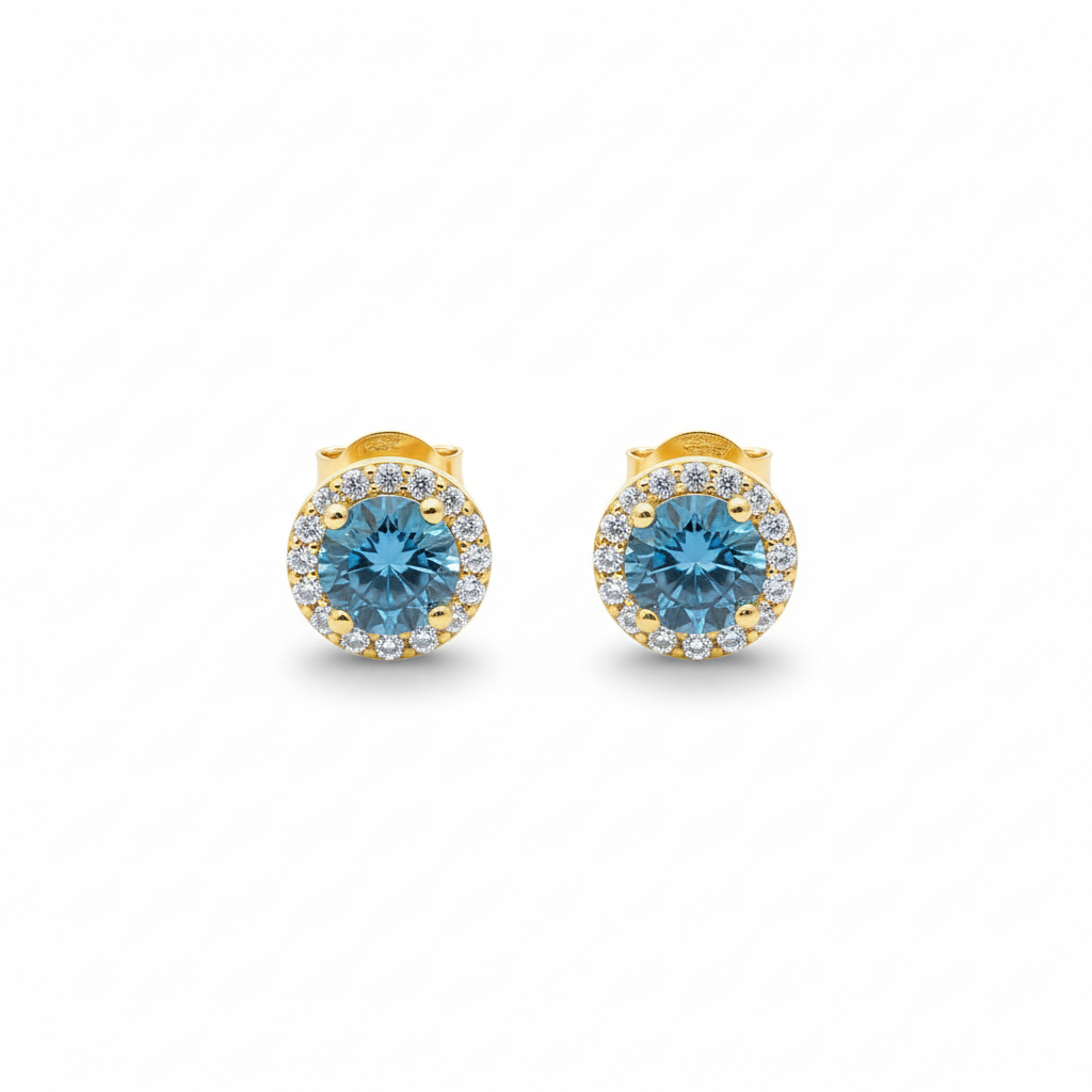 925 Sterling Silver Color Moissanite Halo Earrings