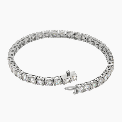 Lab Grown Moissanite Classic Tennis Bracelet | 4.0mm | Round Cut | Square Setting | 7.0 Inches