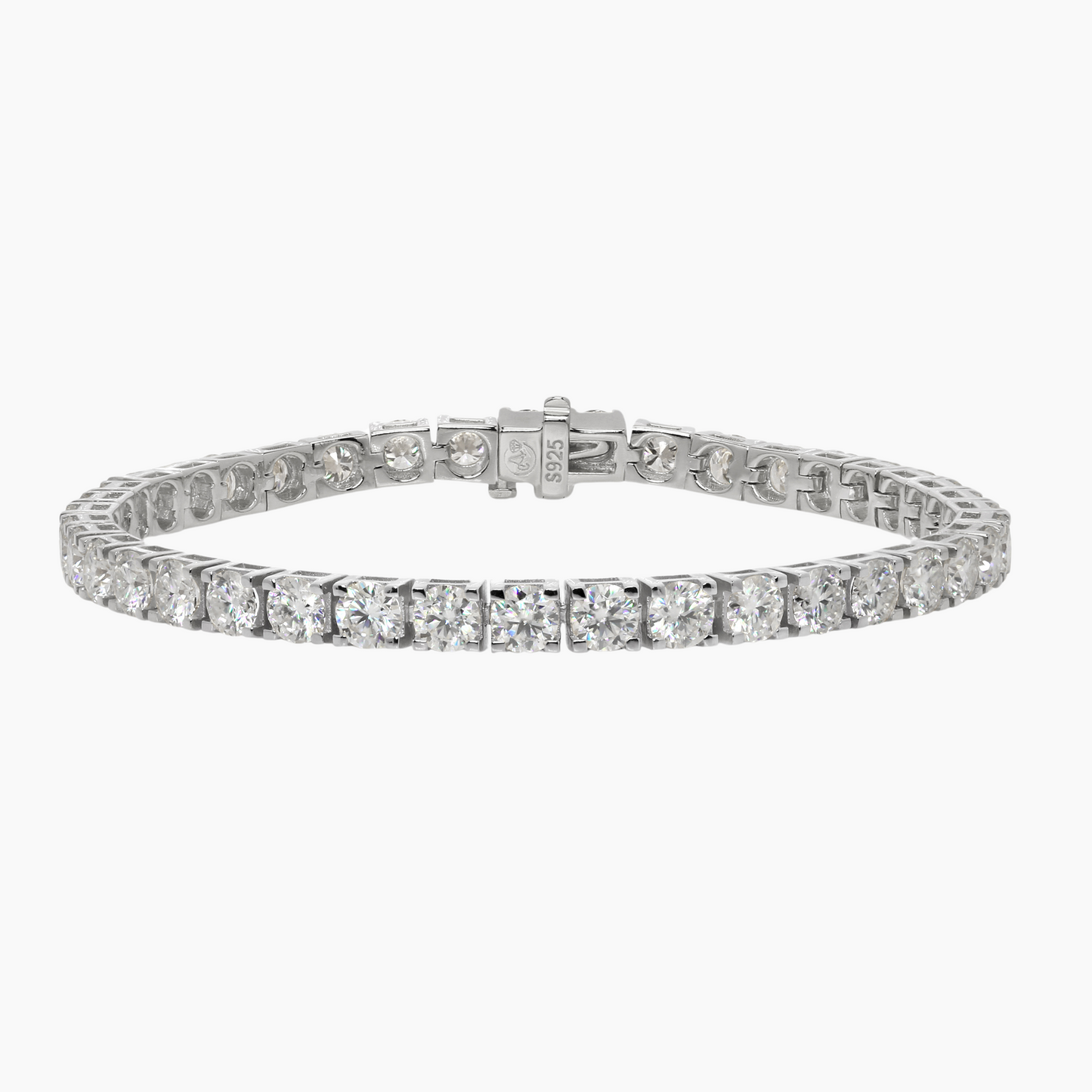 Lab Grown Moissanite Classic Tennis Bracelet | 4.0mm | Round Cut | Square Setting | 7.0 Inches