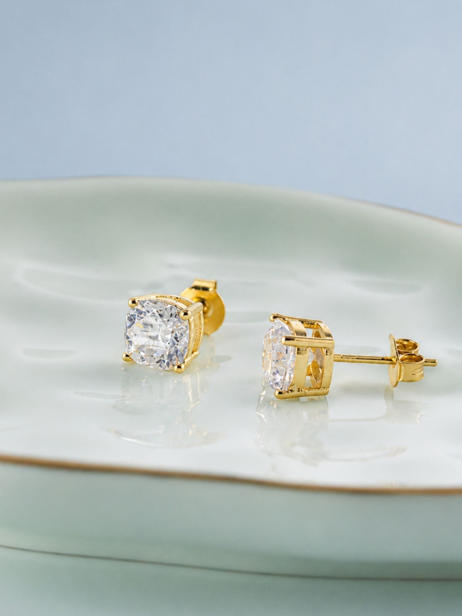 925 Sterling Silver Cushion Cut Moissanite Earrings