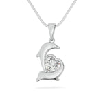 two souls one heart dolphin neckalce in white gold close-up front